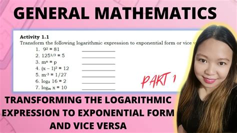 Transforming The Logarithmic Expression To Exponential Form And Vice