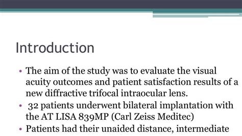 SOLUTION Visual Acuity And Patient Satisfaction Results With A New