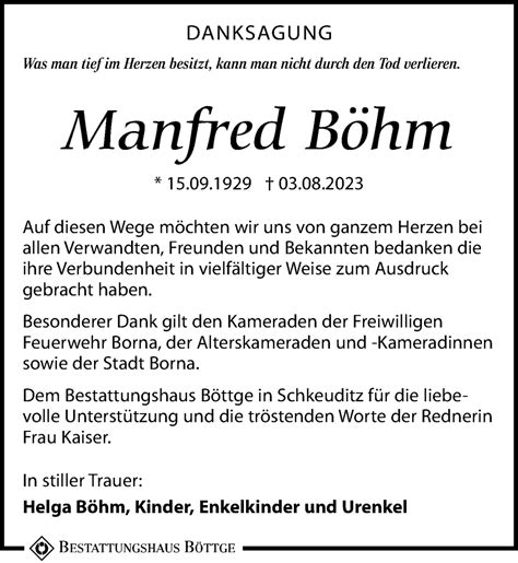 Traueranzeigen Von Manfred B Hm Trauer Anzeigen De