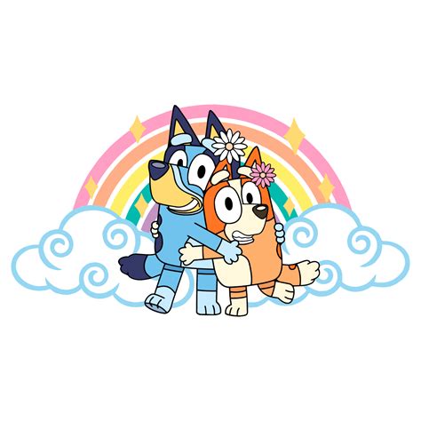 Cartoon Bluey And Bingo Rainbow Svg Digital File Inspire Uplift