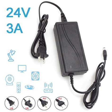 อะแดปเตอร์แปลงพาวเวอร์ซัพพลายกล้องวงจรปิด 24v 3a Ac Dc 110 240v สําหรับ