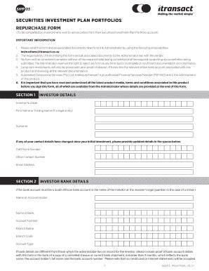 Fillable Online Securities Investment Plan Portfolios Repurchase Form