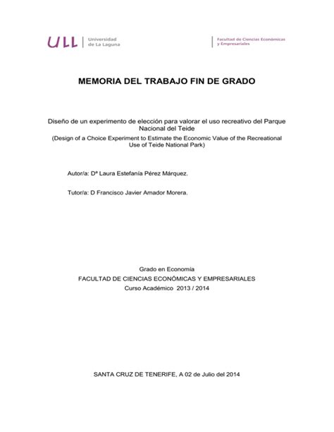 Memoria Del Trabajo Fin De Grado