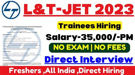 JET In L T Recruitment 2023 Civil Engineer Job Mechanical Engineer