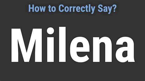 How to Pronounce Name Milena (Correctly!) - YouTube