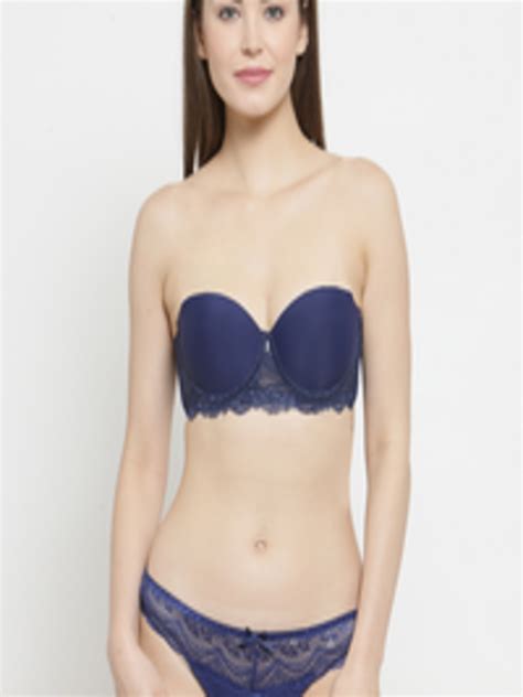 Buy Prettycat Women Navy Blue Lace Lingerie Set Lingerie Set For