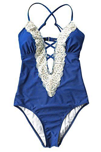 Cupshe Womens One Piece Vintage Lace Deep V Neck Cutout Swimsuit In