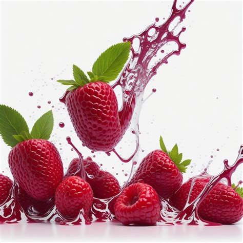 Premium Photo Raspberries In Juice Splash Isolated On A White And