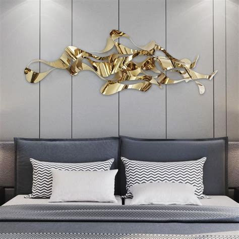 Modern Abstract Wavy Lines Stainless Steel Wall Decor Irregular Art In