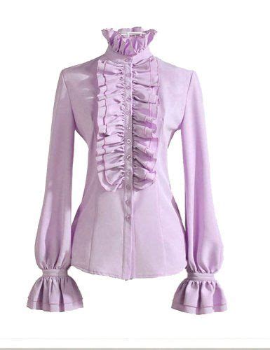 Prettyguide Women Stand Up Collar Lotus Ruffle Shirts Blouse M Us24 Purple Blouses For Women