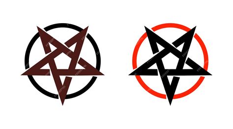 Premium Vector Satan Star Pentagram Symbol Of Satanism Mystical Sign Round Form Vector Emblem