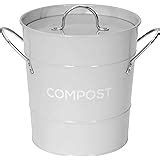 Light Grey Metal Kitchen Compost Caddy Composting Bin For Food Waste