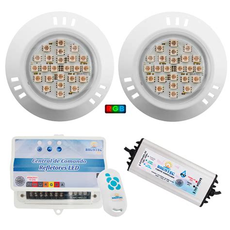 Kit Led W Rgb Brustec Comando Smd Fonte Blindada A Brustec