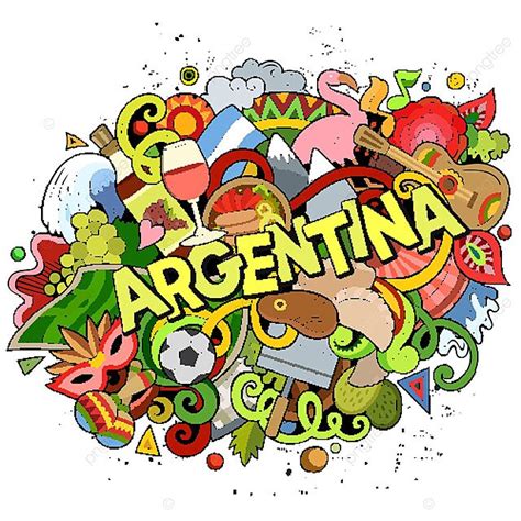 Illustration Of Argentina In Handdrawn Cartoon Doodles With Humorous