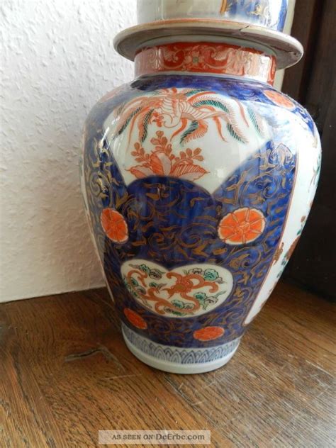 Antike Porzellan Vase Deckelvase Kanton China Um