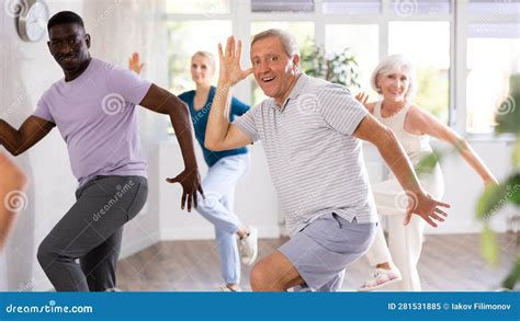 Group Of Multiethnic Mature People Dancing Hip Hop Stock Image Image