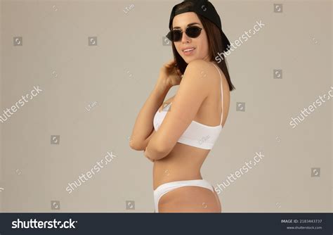 Sexy Fitness Brunette Woman Underwear Showing Stock Photo 2183443737 Shutterstock