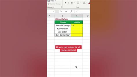How To Get Initials For All Names In Excel Excel Youtube