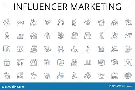 Influencer Marketing Line Icons Collection Visionary Motivator