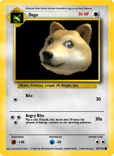 Doge Pokemon Card Pokemon Pokemon Cards Green Animals