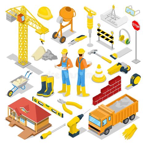 Builder Carpenter Construction Worker Flat 3d Isometric Vector Stock Vector Illustration Of