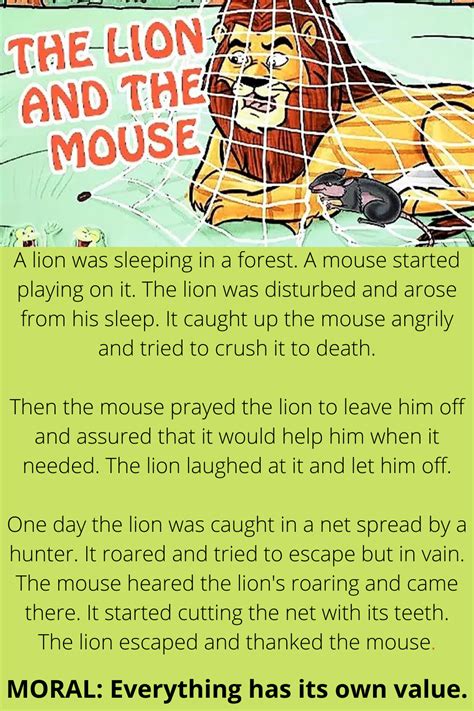 The Lion And The Mouse Story With Moral For Kids Lion And The Mouse