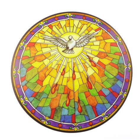 Holy Spirit Suncatcher Stained Glass Window Sticker Reusable 6 Inch