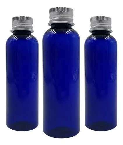 Envases Plasticos Azul Botella Ml Con Tapa Metalica X