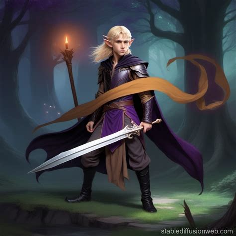 Half Elf Mage With Blond Hair And Purple Accents Stable Diffusion Online