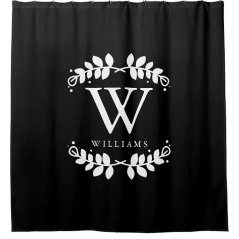 Elegant Black And White Monogram Shower Curtain