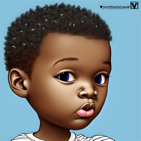 African American Dark Skin Boy With Short Curly Blonde Hair Baby