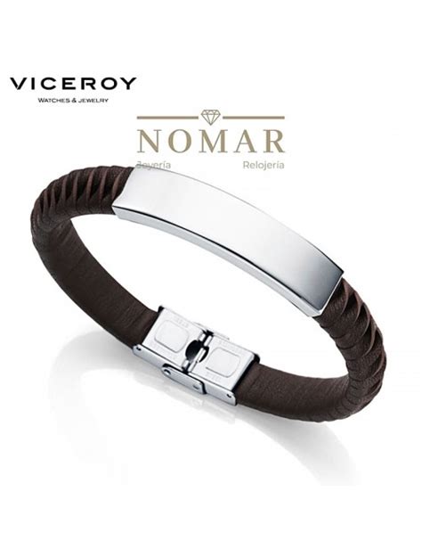 Pulsera Viceroy De Hombre Magnum De Acero Con Placa Y Piel Trenzada