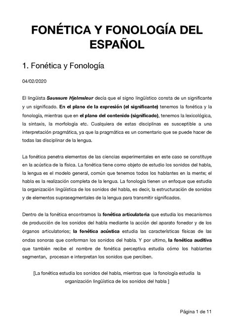 Fonética Y Fonología Apuntes De Fonética Y Fonología Españolas Docsity