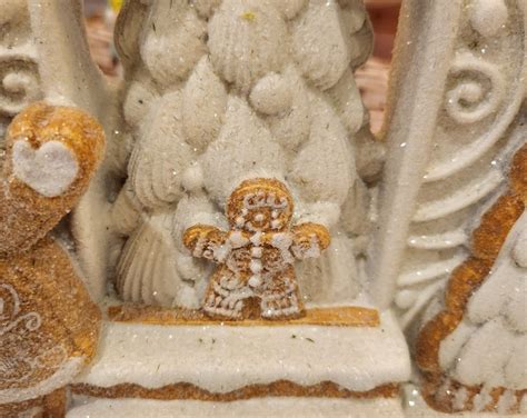 Large Thin Gingerbread House Santa Claus Christmas Tree Antique White