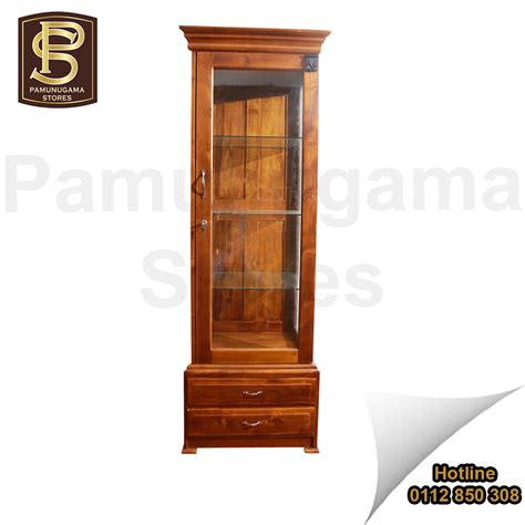 Single Door Teak Display Cabinet Two Drawers Pamunugama Stores