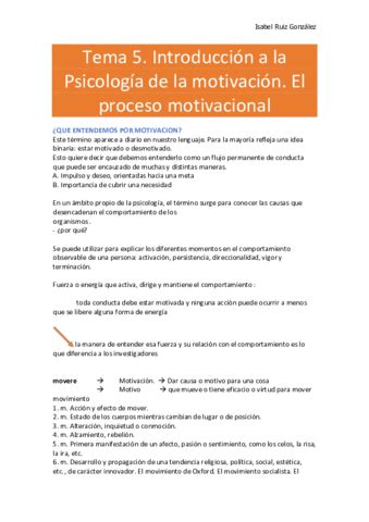 Tema 5 Introducción a la Psicología de la motivación pdf