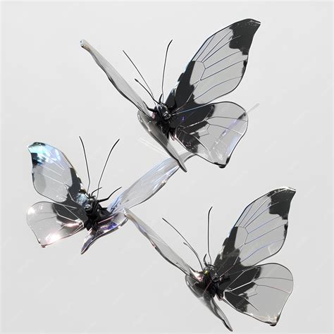 Premium Photo | White background three butterflies in flight side view