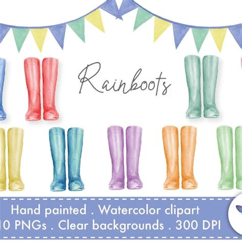 Wellies Clipart Welly Clipart Boots Clipart Watercolour Etsy Uk