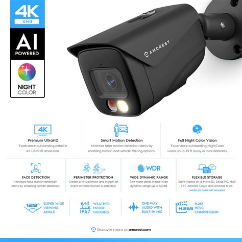 GetUSCart Amcrest UltraHD 4K 8MP IP PoE AI Camera FOV 129 49ft