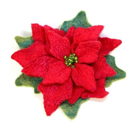 Tutorial Pdf Felt Brooch Poinsettia Christmas Decor Felted Etsy