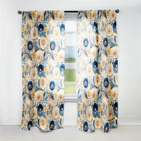 Designart Seashell Coastal Serenity IV Floral Room Darkening Curtain