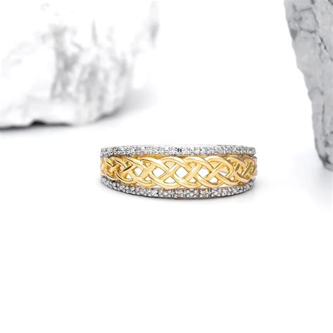 Ladies 14k Gold Celtic Knot Diamond Ring Irish Jewelry Craft