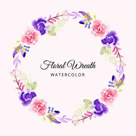 Premium Vector Watercolor Purple Pink Floral Wreath