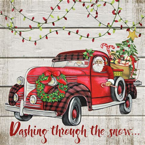 Vintage Christmas Truck-D Painting by Jean Plout