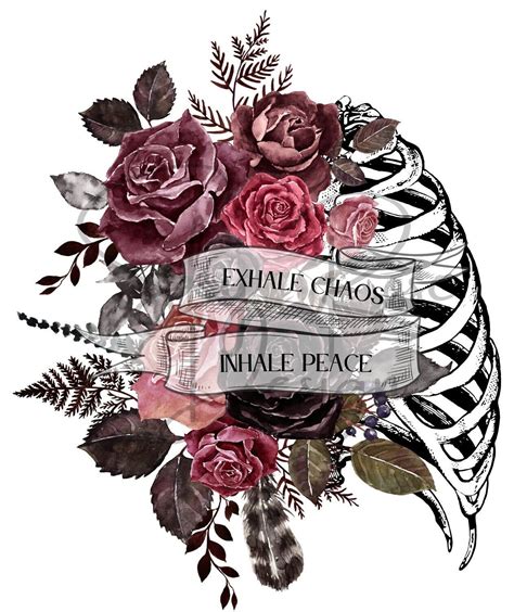 Inhale Peace Exhale Chaos Floral Ribcage Sublimation Transfer Etsy