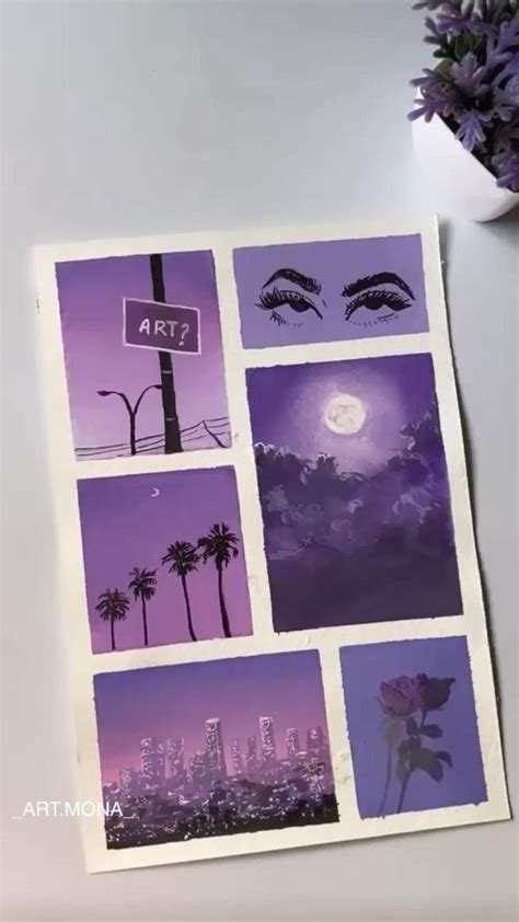 Purple Moodboard Hand Lettering Art Acrylic Painting Diy Color