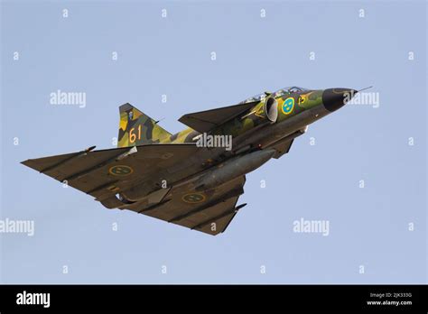 Swedish Air Force Historic Flight SAAB Viggen leaving RIAT 2022 Stock ...