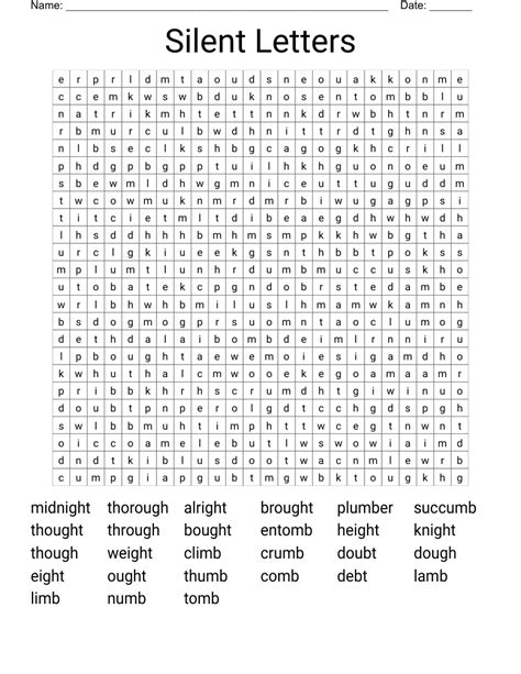 Silent Letters Word Search Wordmint