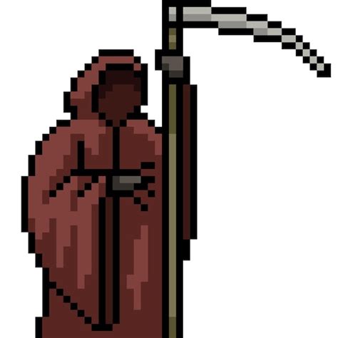 Pixel Art Da Foice Do Ceifador Da Morte Vetor Premium