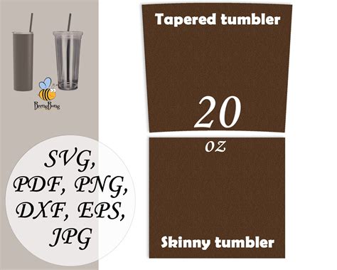 20 Oz Skinny Tumbler Template Svg